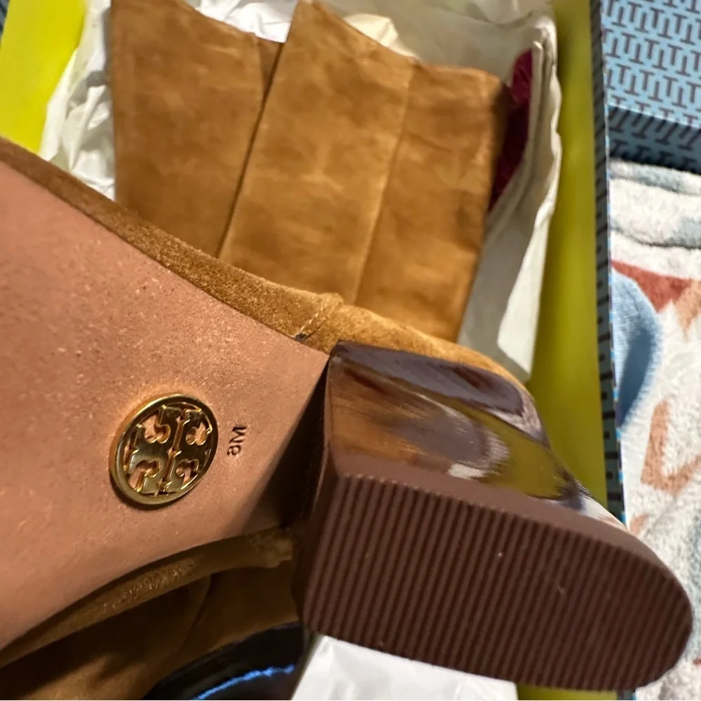 Tory Burch Lila Knee High Boots Rhum Suede Classic Fit 8 - Picture 8 of 12